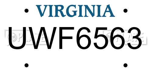 UWF6563 Virginia License Plate