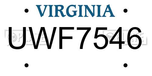 UWF7546 Virginia License Plate