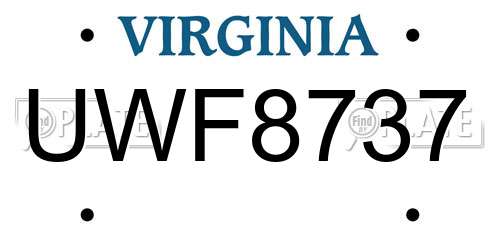 UWF8737 Virginia License Plate