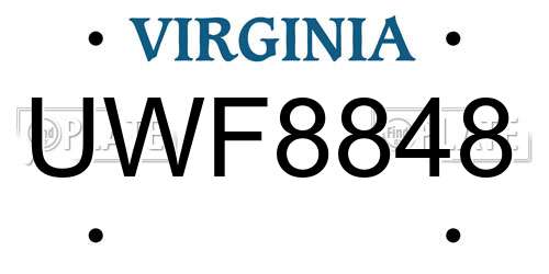 UWF8848 Virginia License Plate
