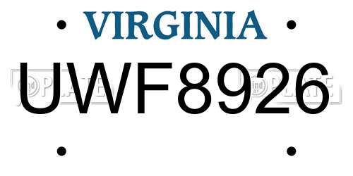 UWF8926 Virginia License Plate