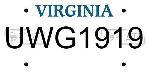 UWG1919 Virginia License Plate