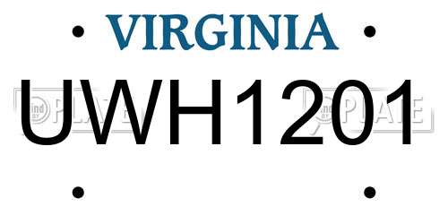 UWH1201 Virginia License Plate