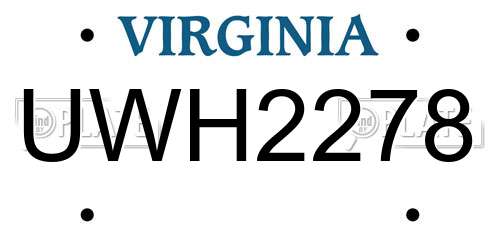 UWH2278 Virginia License Plate