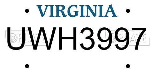UWH3997 Virginia License Plate