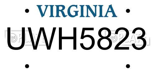 UWH5823 Virginia License Plate
