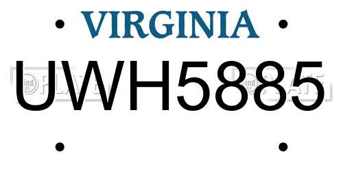 UWH5885 Virginia License Plate