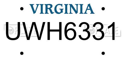 UWH6331 Virginia License Plate