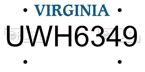 UWH6349 Virginia License Plate