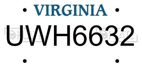 UWH6632 Virginia License Plate