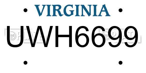 UWH6699 Virginia License Plate