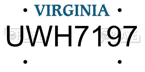 UWH7197 Virginia License Plate