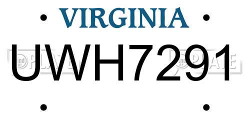 UWH7291 Virginia License Plate