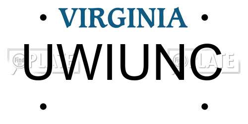 UWIUNC Virginia License Plate