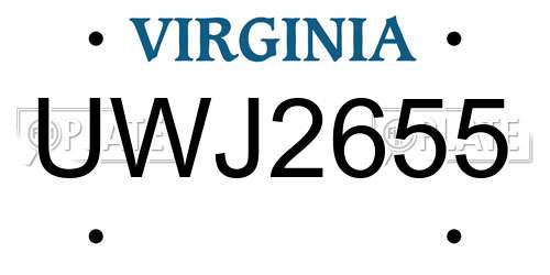 UWJ2655 Virginia License Plate