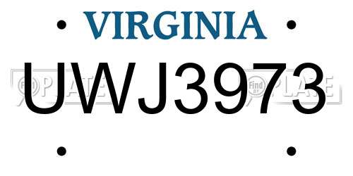 UWJ3973 Virginia License Plate