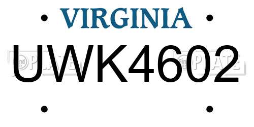 UWK4602 Virginia License Plate