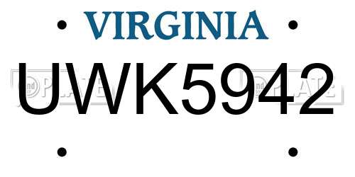 UWK5942 Virginia License Plate