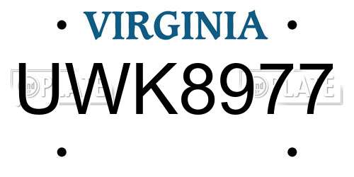 UWK8977 Virginia License Plate