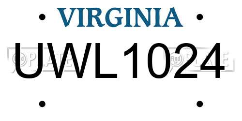 UWL1024 Virginia License Plate