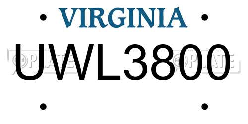 UWL3800 Virginia License Plate