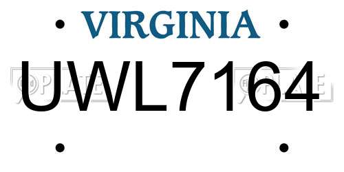 UWL7164 Virginia License Plate