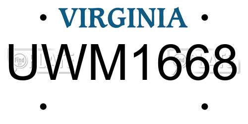 UWM1668 Virginia License Plate