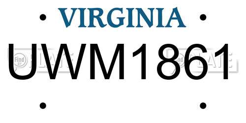 UWM1861 Virginia License Plate