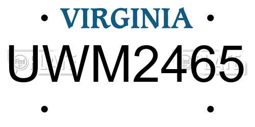 UWM2465 Virginia License Plate