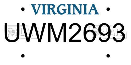 UWM2693 Virginia License Plate