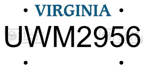 UWM2956 Virginia License Plate