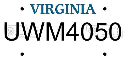 UWM4050 Virginia License Plate
