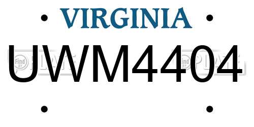 UWM4404 Virginia License Plate