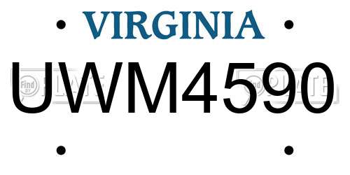 UWM4590 Virginia License Plate