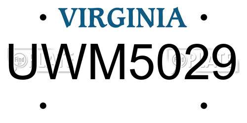 UWM5029 Virginia License Plate