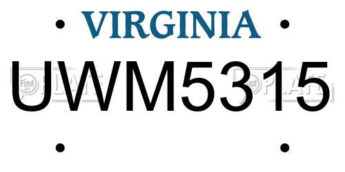 UWM5315 Virginia License Plate