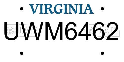 UWM6462 Virginia License Plate