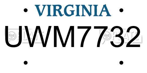 UWM7732 Virginia License Plate
