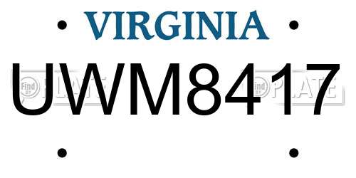 UWM8417 Virginia License Plate