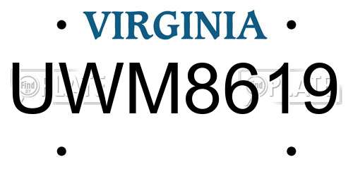 UWM8619 Virginia License Plate