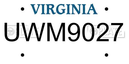 UWM9027 Virginia License Plate