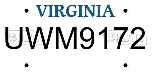 UWM9172 Virginia License Plate