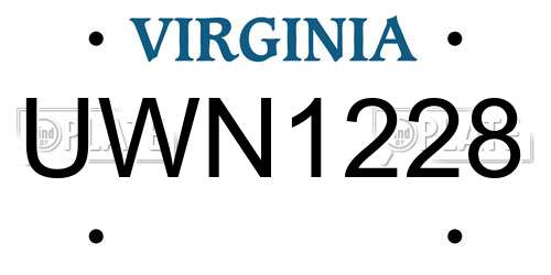 UWN1228 Virginia License Plate