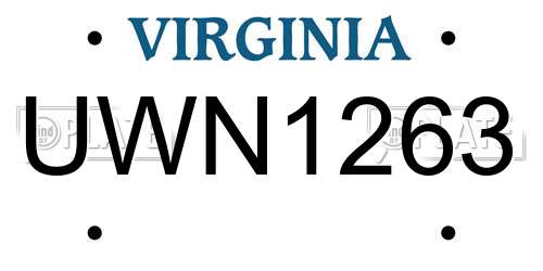UWN1263 Virginia License Plate