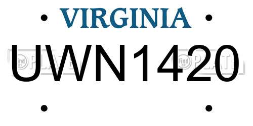 UWN1420 Virginia License Plate