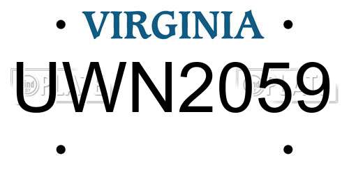 UWN2059 Virginia License Plate