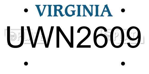 UWN2609 Virginia License Plate