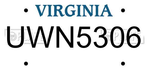 UWN5306 Virginia License Plate