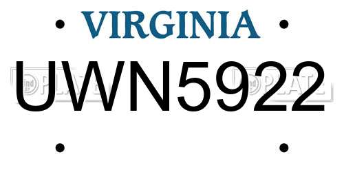 UWN5922 Virginia License Plate