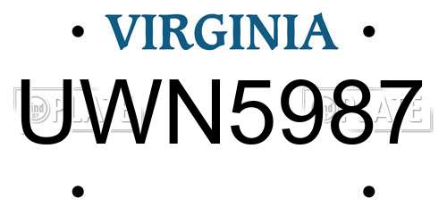 UWN5987 Virginia License Plate